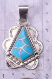 Silver & Turquoise Zuni Inlay Diamond Shaped Pendant by Carlen Seoutewa 5B19B