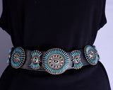 Vintage Zuni Turquoise Needle Point Concho Belt 5L11P