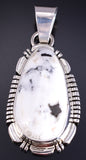 Silver & White Buffalo Turquoise Navajo Pendant by Norvin Johnson 5L05E