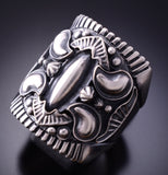Size 11-1/2 Silver Navajo Handmade Ring by Derrick Gordon 4A04Y