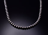 Deal of the Day - Silver Pearls Beads by Navajo Artist Mason Lee 4mm - 18 inches 3L06E