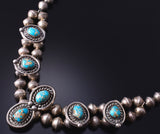 Vintage 14" Silver & Turquoise Navajo Choker Necklace 5G28W