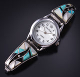 Vintage Silver Multistone Navajo Inlay Watchband (w/ watch) - Sunburst 5G28H