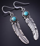 Silver & Turquoise Navajo Eagle Feather Earrings by Sharon McCarthy 5G18J