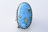 Size 9-1/4 Silver & Turquoise Navajo Handmade Ring by Erick Begay 3H21T