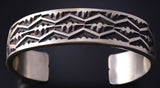 Silver Navajo Handmade Mountains & Valleys Men's Bracelet by Jarold Tahe 5J18M