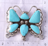 Silver & Turquoise Navajo Butterfly Pendant by Emerson Degarito 5J18W