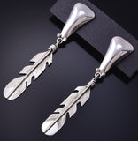 Vintage Silver Navajo Handmade Eagle Feather Earrings 5L13L