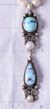 Silver & Golden Hills Turquoise Fresh Pearl Navajo Necklace by Erick Begay 5H03X