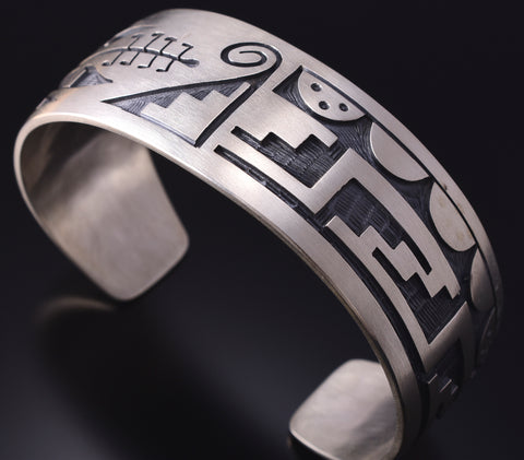 Silver Hopi Handmade Pottery Design Bracelet by Trinidad Lucas 5J18R
