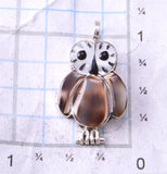 Silver Multistone Zuni Inlay Owl Pendant by Regina Kallestewa 3F19T