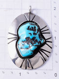 Vintage Silver & Turquoise Navajo Sunrays Pendant by J. Begay 6A03L