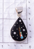 Silver & Jet Multistone Navajo Inlay Sky Pendant by TSF 3L08M