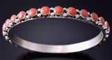 Silver & Coral Navajo Bangle Bracelet by Gaynelle Parker & Shona Yazzie 5L21Z