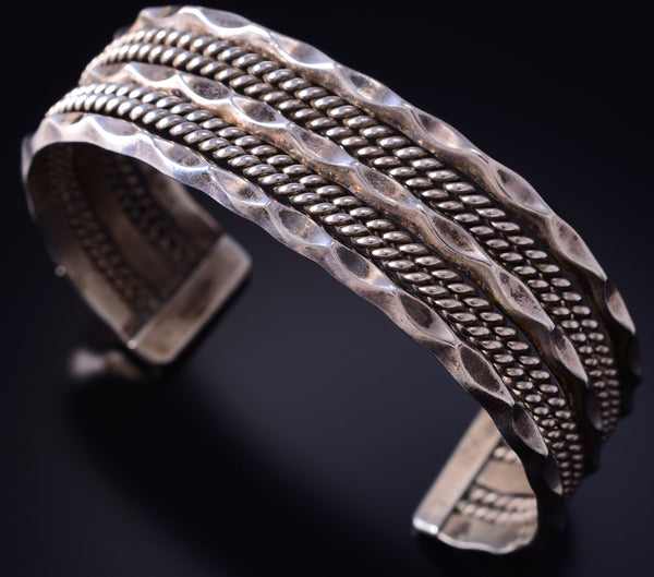 Vintage Silver Navajo Handmade Rivers Navajo Bracelet 5F10C