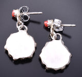 Silver & Coral Zuni Petit Point Inlay Flower Earrings by Polly Piaso 6D22U
