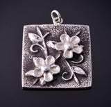 Silver Navajo Tufacast Flowers Pendant by Rebecca T. Begay 4F25Q