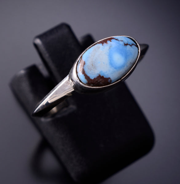 Size 8 Navajo Silver and Golden Hills Turquoise Ring by Robison Martinez 6K22P
