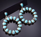 Silver & Kingman Turquoise Navajo Handmade Concho Earrings 3F12B
