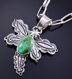 Silver & Sonoran Gold Turquoise Navajo Butterfly Pendant Jeremy Delagarito 5L26K