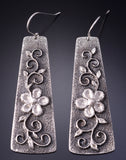 Silver Navajo Tufacast Flowers Alive Long Earrings by Rebecca T. Begay 5B19W