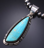 Vintage Silver & Turquoise Navajo Handmade Pendant by Leslie Yazzie 6A21W