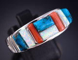 Size 12.5 Silver Multistone Navajo Cobblestone Inlay MENS Ring by Rick Tolino 5L05O