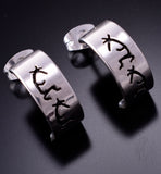Kokopelli Silver Half Hoop Earrings By P. Skeet 4D02S