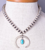 Navajo Silver Beads Navajo Pearls with Naja Pendant by Rena Begay 5L23L