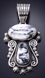 Silver & White Buffalo Turquoise Navajo Pendant by Erick Begay 6C01U