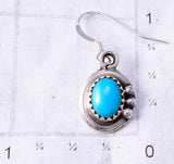Silver & Turquoise Navajo Handmade Dangle Earrings by Rita Largo 6D20K