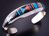 Silver & Multistone Navajo Inlay Four Mountains Bracelet by Jim Harrison 4C13F