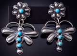 Silver & Kingman Turquoise Navajo Dragonfly Earrings by Gabrielle Yazzie 6F17O