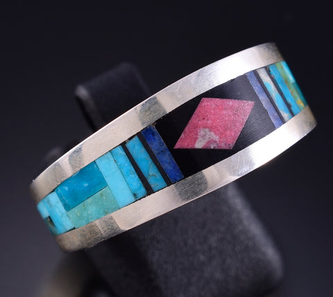 Size 11-1/4 Silver Multistone Navajo Inlay Ring by Jimmy Harrison 5K10U