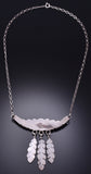 Vintage 20" Silver & Onyx Eagle Feathers Navajo Necklace by RL 6H31Z
