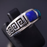 Vintage Size 5-1/4 Silver & Lapis Multistone Navajo Inlay Ring Stoneweaver 5K17U