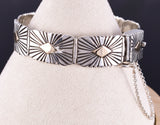 Vintage Silver & 14k Gold Navajo Handmade Link Bracelet stamped L 5K22D