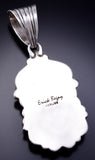 Silver & Golden Hills Turquoise White Buffalo Navajo Pendant Erick Begay 6C02L