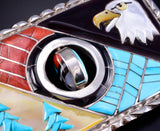 Silver Multistone Zuni Inlay Spinner Sunface Buckle by Don Dewa 5L25Y
