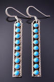 Silver & Turquoise Row Navajo Long Earrings by Chester Charley 3B10G