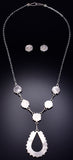 Silver & Turquoise Zuni Petit Point Necklace Earring Set by Tricia Leekity 6H25K