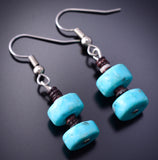 Silver & Turquoise Santo Domingo Stacked Earrings by Randy Garcia 3K09T