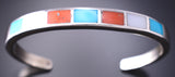 Vintage Silver & Turquoise Multistone Navajo Inlay Bracelet 6H31H