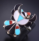 Size 7-1/4 Silver Multistone Zuni Inlay T-Bird Ring by Bryce Wallace 5L25V