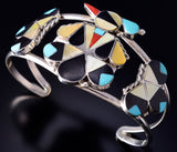 Silver & Turquoise Multistone Zuni Inlay T-Bird Bracelet by Allison Dishta 5L20R