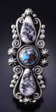 Sz 9.5 Silver Golden Hills Turquoise White Buffalo Navajo Ring Erick Begay 6C01S