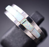 Size 9 Silver & Opal Navajo Inlay Ring by Wilbert Muskett Jr. 6D27H