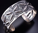Silver Navajo Handstamped Concho Stars Bracelet by Roland Dixson 6D07A