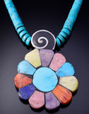 Multistone Flower Necklace by Mary Louise Tafoya - 4L26K