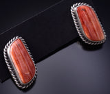 Silver & Spiny Oyster Shell Navajo Handmade Post Earrings by Trish Largo 6F17Y